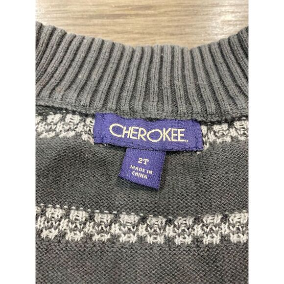 Cherokee Kids 2T Gray Winter Snowflake Full Zip Cardigan Sweater - Picture 2 of 2